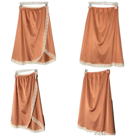 Vintage Other - Vintage Copper Colored Half Slip, Feminine Slip Skirt, Wrap High Slit Coquette